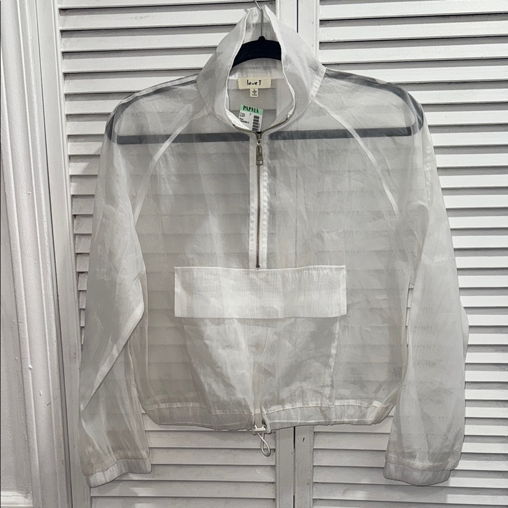 Love J Sheer pull over crop White Jacket size Large